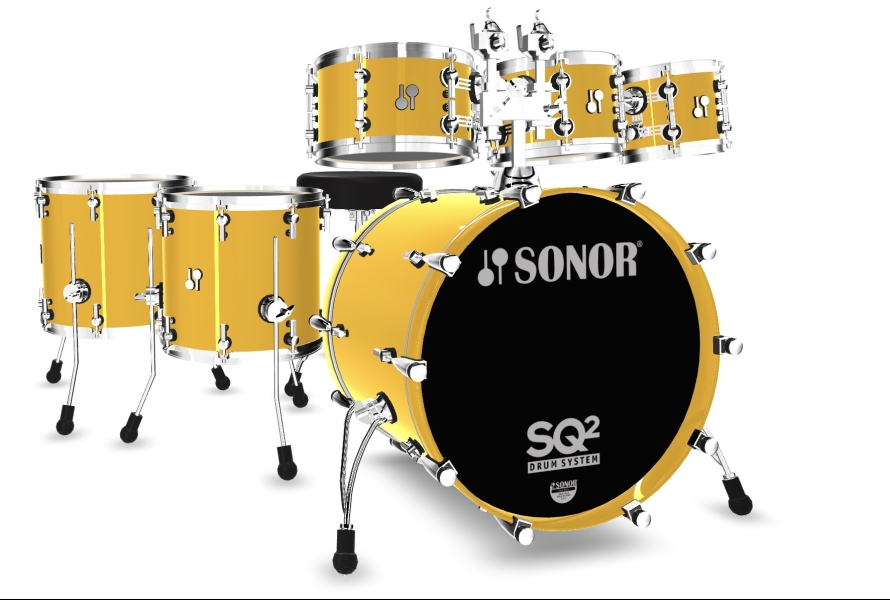 Sonor SQ2 Drumkit, Shellpack, Solid Yellow 1054609-2
